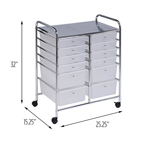 Honey-Can-Do Rolling Craft Storage Cart, Clear 12-Drawer