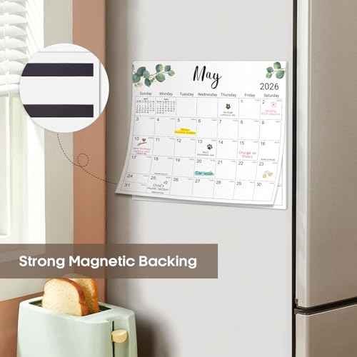 Aesthetic 2025-2026 Magnetic Calendar for Refrigerator, 21-Month Fridge Calendar Magnet from October 2025 to June 2027, Greenery Design for Easy Organizing
