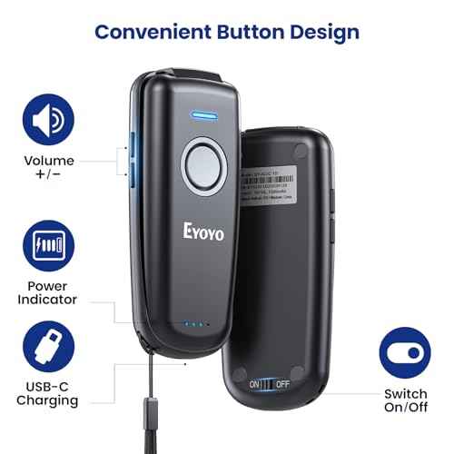 Eyoyo Mini Barcode Scanner Wireless: Portable 3-in-1 Bluetooth Bar Code Scanner with Battery Level Indicator, USB CCD Image Reader for Small Business Compatible with iPhone iPad Android POS Computer