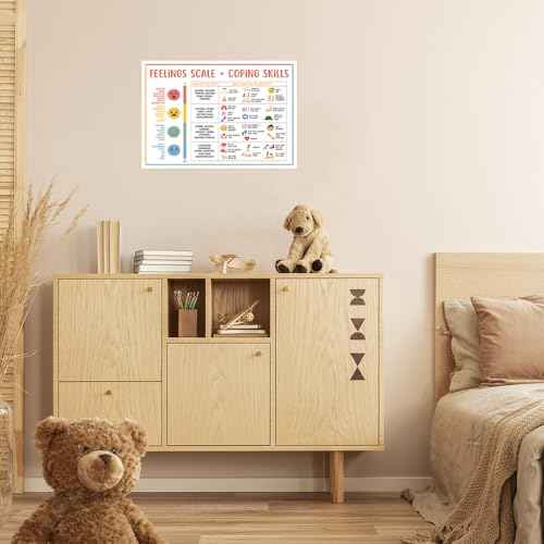 Feelings Chart For kids Mental Health Posters Help Students Understand Emotions Poster Calm Corner Special Education Classroom Decorations Preschool Classroom Supplies Unframed 12x16in