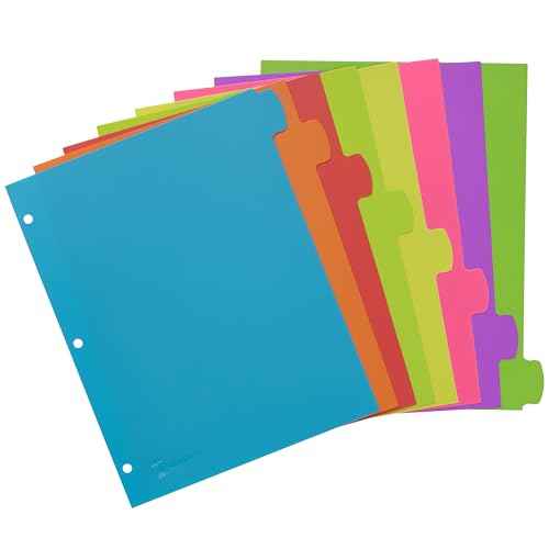 Avery Big Tab Write & Erase Durable Plastic Dividers for 3 Ring Binders, 8-Tab Set, Bright Multicolor, Pack of 6 Sets (16130)