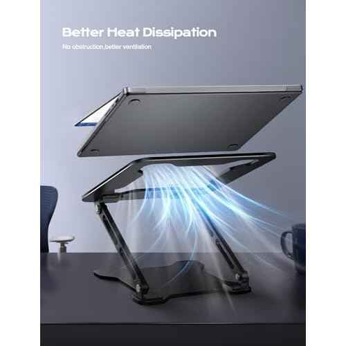 Adjustable Laptop Stand for Desk, Metal Foldable Laptop Riser, Ventilated Cooling Bracket, Ergonominc Computer Notebook Stand for Desk Compatible with 10-15.6¡° Laptops
