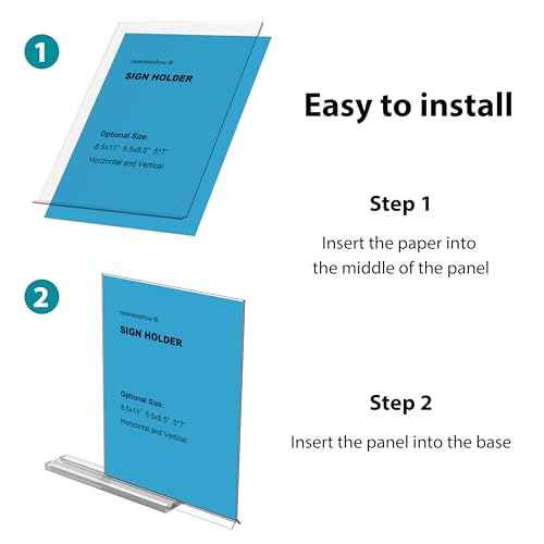 newnewshow 8.5x11 Acrylic Sign Holder 3 Pack - Double-Sided Vertical Display