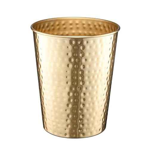 Monarch Abode Brushed Gold Hand Hammered Metal Wastebasket for Home Office Bedroom, Decorative Waste Basket, Modern Garbage Can, Durable & Decorative Trash Bin, Brushed Gold Bathroom Trash Can