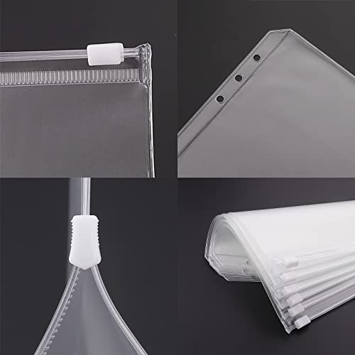 Antner A6 Size Binder Pockets 12pcs Clear Zipper Envelopes for Budgeting & Organization