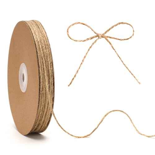 KINGLAKE Natural Jute Twine String - 2mm Twine String for Crafts 328 Feet 3 Ply Jute Rope for Gift Wrapping Christmas Packing Arts Decoration Wedding Gardening
