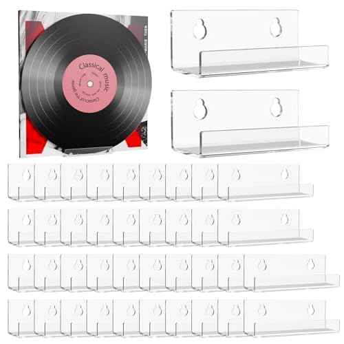 40 Pack Vinyl Wall Mount (4 Inch),Clear Vinyl Record Holder,Suitable for Music Stores, Music Schools, Personal Collectors to Hang Albums on the Wall and Decorate Home offices