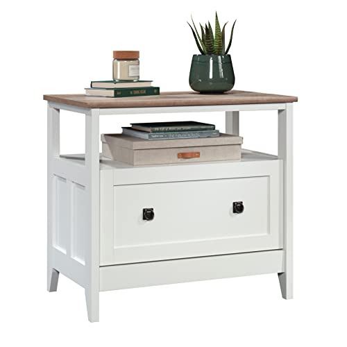 Sauder August Hill File Cabinet 1-Drawer with Open Shelf, Legal Size Filing Cabinet - Soft White Finish