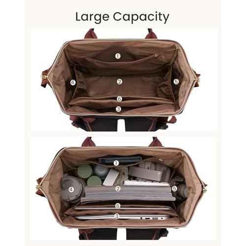 LOVEVOOK Laptop Backpack for Women with Giant Tumbler Holder Pocket, 15.6 inch Travel Work Backpack Purse for Nurse Teacher, Waterproof School Bag College Bookbag Cute Casual Daypack for Girls Black