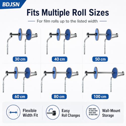 BDJSN 30cm Wall Mount Foam Wrap Roll Dispenser Galvanized Steel Packaging Holder