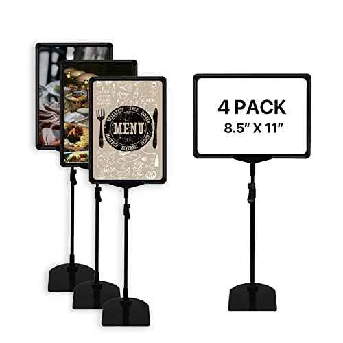 Sign Holder Stand 8.5x11 Inch for Floor Table, Adjustable Tabletop Sign Holder Floor Poster Stand, Vertical & Horizontal View (Black,4Pcs)