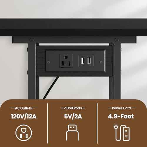 Printer Table, 2-Tier Under Desk Printer Stand with Charging Station, Printer Stand with Wheels, PrinterShelf for Small Spaces, Printer Cart for Home Office Black
