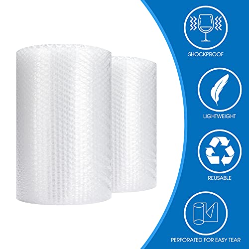 Sumono Bubble Cushion Wrap Roll 12in x 36ft (2 Rolls, 72ft Total) with Fragile Stickers