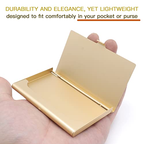 Joyangy Gold Aluminum Business Card Holder Slim Flip Pocket Case – 2 Pack