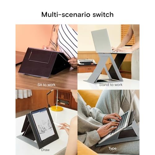MOFT Folding Laptop Stand Lap Desk, Portable & Mini Computer Stand Laptop Desk for Travel and Home Office, Ergonomic Design with Adjustable Viewing Angles, Lightweight Computer Cooling Riser, Black