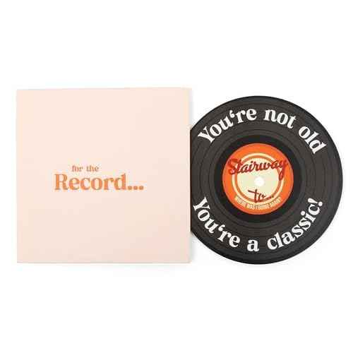 Funny Birthday Gift for Men and Women - For the Record Vinyl Birthday Card with Envelope | 30th, 40th, 50th, 60th, and 70th Birthday Gifts for Her, Him, Sister, Best Friend
