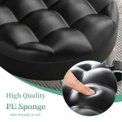 Round Low Rolling Stool, PU Leather Roller Stool Seat, 360¡Æ Swivel Low Stool with Caster Wheels, 9" Low Height Rolling Chair for Garage, Home, Office, Shop