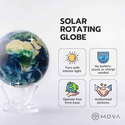 MOVA Globe Earth with Clouds ? 4.5¡± Self-Rotating Globe Powered by Light | Silent Motion, No Batteries or Wires | Unique Desk Decor or Gift for Space Lovers