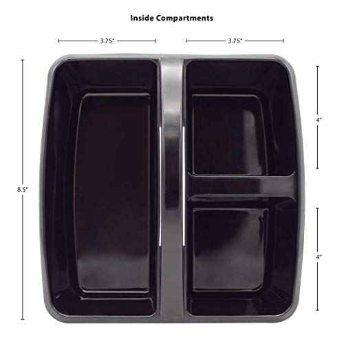 Teacher Created Resources Black Portable Plastic Storage Caddy for Classrooms, Kids Room, and Office Organization, 3 Compartment, 9.25" D x 9" W x 5.25" H, 6-Pack