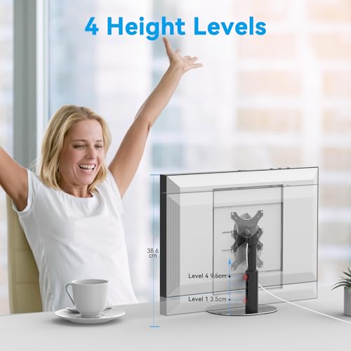 Almoz Sturdy Stand Compatible with Echo Show 21, Show 15 (All Generations) with Adjustable Tilt, 4 Height Levels, Flexible Viewing and Solid Support for Show 15 2nd Gen (Basic-Black)