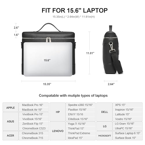 BOSTANTEN Laptop Bag for Women Work Tote Bag Leather Briefcase Messenger Bag for Bussiness Trip, Fit for MacBookPro 16 Inch