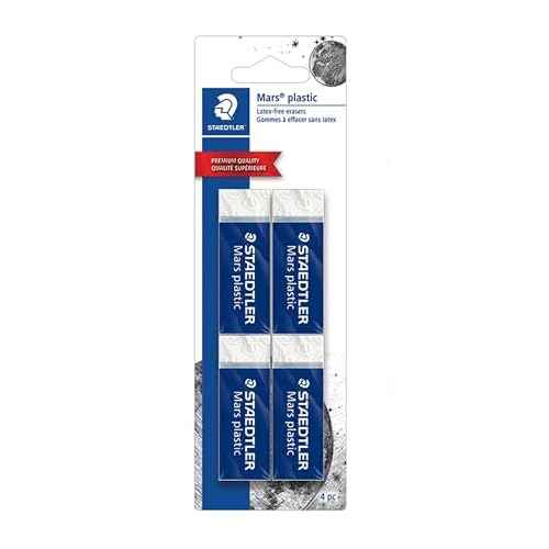STAEDTLER Mars Plastic Vinyl Erasers (4-Pack), White Erasers for Clean & Precise Results - Latex-Free, Minimal Crumbling, Made in Peru