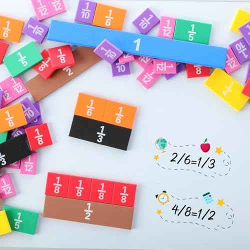 24 Sets Fraction Tiles Set for Math Classroom Fractions Manipulatives Math Learning Manipulatives for Home School Supplies