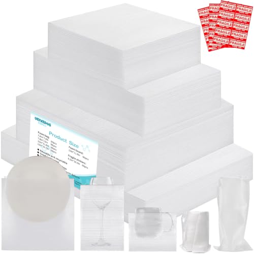 UEIVEDOS 320PCS Foam Packing Pouches & Sheets Set for Moving & Shipping