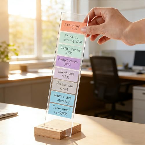 EFINLUKY Transparent 2-Pack Monitor Sticky Note Holder Acrylic Message Boards