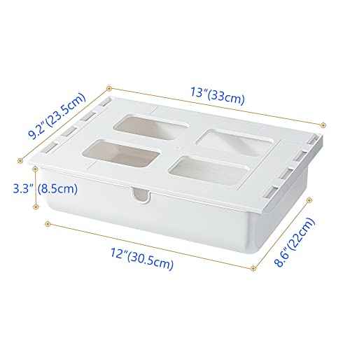 Poeland Under Desk Drawer Self-Stick Storage Organizer for Office Home School Large Size White 2 Pack