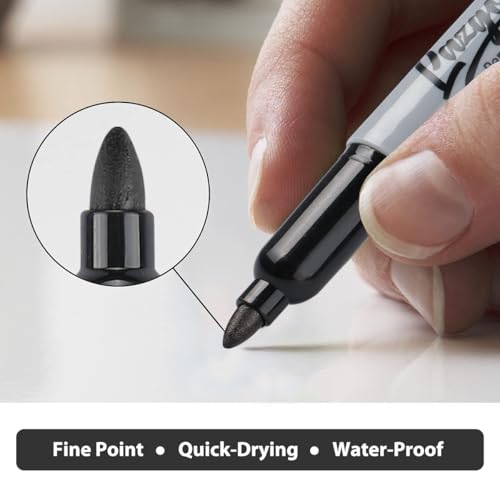 Permanent Markers Bulk, 240 Pack Fine Tip Black Permanent Markers, Waterproof Markers, Premium Smear Proof Pens, Quick Drying, Office Supplies for School, Office, Home