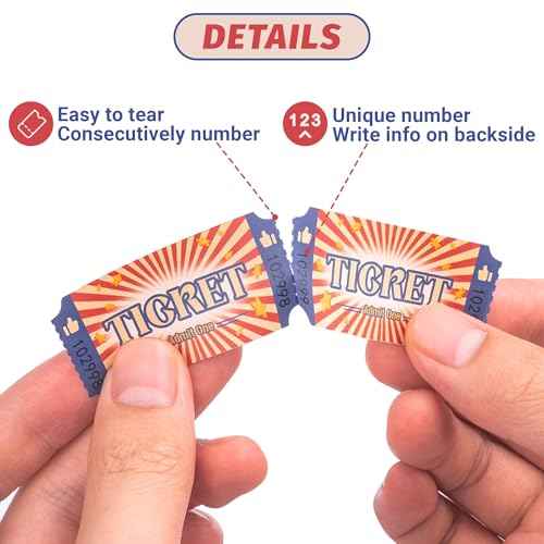 Carnival Roll Raffle Tickets Single Roll Carnival Party Tickets for Events, Classroom or School Carnivals, Fall Carnival, Family Games, Door Prizes (1000 Pcs)