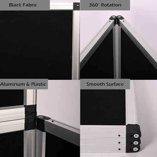 3+1 Panel Trade Show Presentation Board 70.8¡° x 35.4¡± Trifold 3-Panel Display Board Folding 3 Panel Exhibition Boards Single Sided Tabletop Display Black Hook & Loop-Receptive Fabric with Bag
