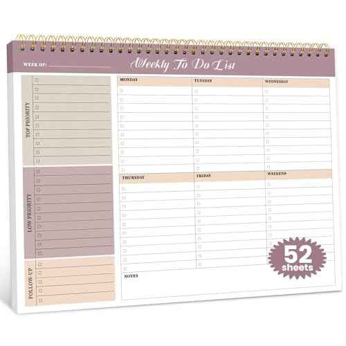 Weekly To Do List Notepad with 52 Undated Sheets£¨8.5"¡¿11"£©- Undated Weekly Planner Notepad for Office Desk Accessories and Supplies - Midnight Lilac