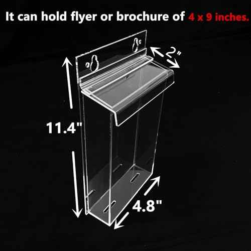 Waterproof Flyer Holder with Clear View - Outdoor Brochure Holder and Permit Box, includes double-sided tape, screws, zip ties, suction cups, Perfect for rIndoor and Outdoor Use (4 x 9 - Pack of 2)