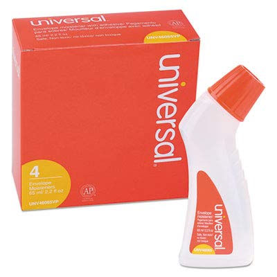 Universal 46065VP Envelope Moistener with Adhesive - 2.2 oz Clear Bottle, 4-Pack