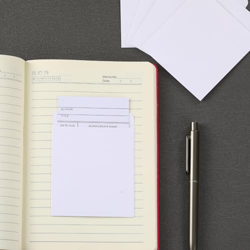 Apprabbr 400 Pcs Library Card Pockets & Due Date Cards Set 3x5 White
