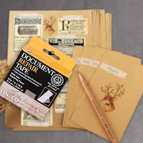 Lineco Archival Document Repair Tape, Repairs Paper Documents, Book Pages, Maps, Ephemera, Photos and Printed Artwork. Ideal for Family Archivist, Acid-Free Translucent Tape 1" x 98', Pack of 2