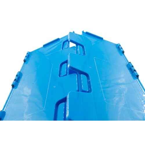 Collapsible 35 Liter Heavy Duty Storage Bin / Foldable & Stackable Utility Crate With Attached lockable Lid (2 PACK)