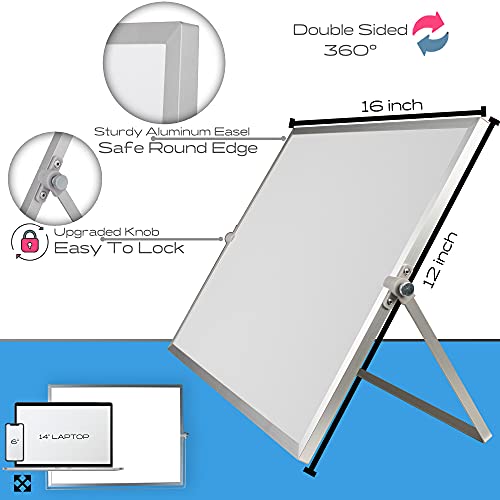 12¡¿16¡È Magnetic Dry Erase Whiteboard ? Double?Sided Desktop Board with Stand, 10 Markers, 4 Magnets, Eraser ? Home, Office, Kids