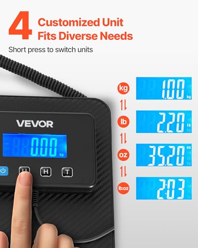 Digital Postal Scale 440 lbs with Tare, Hold, Dual Accuracy & LCD Display
