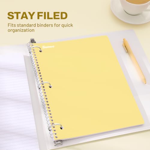 SUNEE 6-Pack Spiral Notebooks 1-Subject College Ruled Pastel Colors, 8 x 10.5 inches