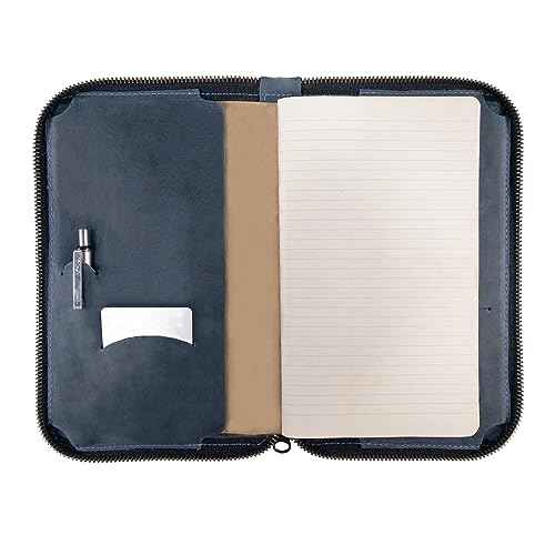 Hide & Drink, Zippered Journal Cover for Moleskine Notebook, L Size (5 x 8.25 in. Notebook NOT Included) Full Grain Leather, Handmade, Slate Blue