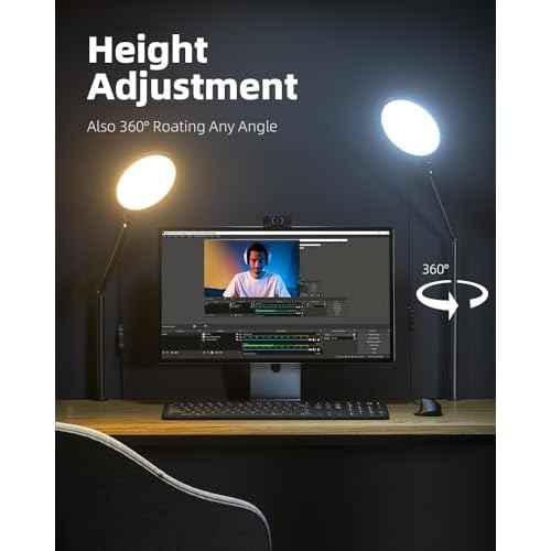 Weilisi 10.2" Desk Ring Light with Stand for Video Call, Ring Light for Desk with Clamp, 360¡Æ Rotate & Flexible Height Desk Light, Adjust Arm Desk Lamp for Home Office, Podcast, Gaming, Recording