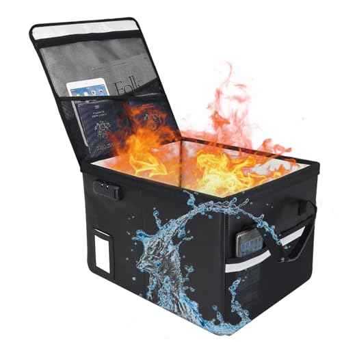 File Box with Lock 5200¡ÆF with Heat Insulated,Fireproof Box File Storage Organizer Anti-Static,Collapsible Fireproof Document Filing Box with Handle,Portable Home Office Safe