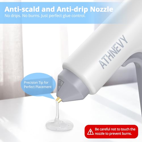 Athnevy White Cordless Hot Glue Gun, 4V Fast 10s Preheat, 30×7mm Sticks, USB-C