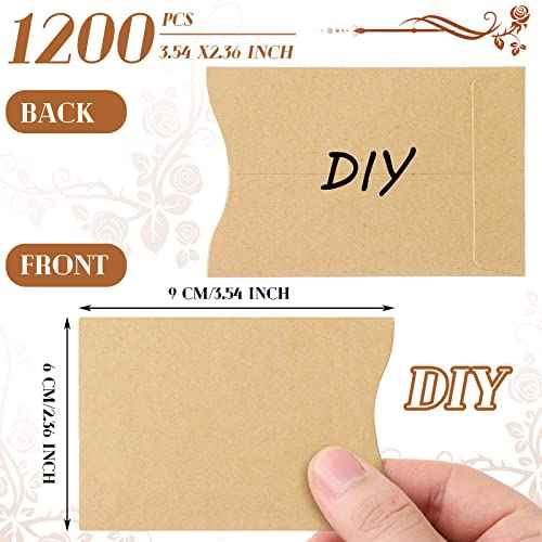 Glenmal 1200 Pcs Gift Card Sleeves Holder 3.5'' x 2.4'' Blank Hotel Key ID Card Holder Sleeve Kraft Envelopes Business Cover Protector for Keys