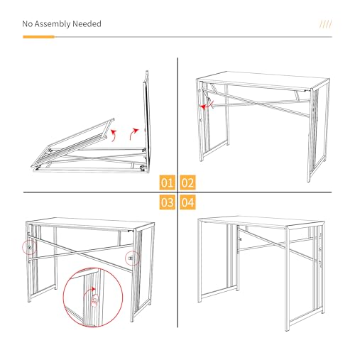 Narrow Folding Computer Desk 35 inch, Writing Gaming Computer Desk for Small Spaces, No Assembly Required Small Office Table, Grey