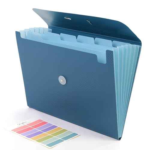 SKYDUE Accordion File Organizer, Expanding File Folder with 7 Pockets, Portable Receipt Paper Documents Organizer, Letter Size Filing Folder School Office Supplies, Dark Blue