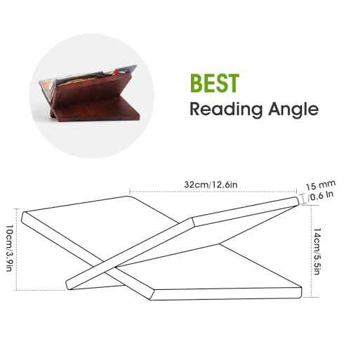 Wood Book Stand for Reading - 15¡Æ Angle Book Display Stand for Cookbooks, Textbooks, Sheet Music & Tablets, Magazines (Redwood)